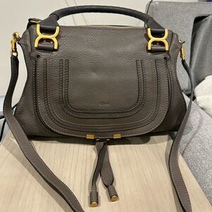 CHLOE Ash Leather Medium Marcie Satchel Bag